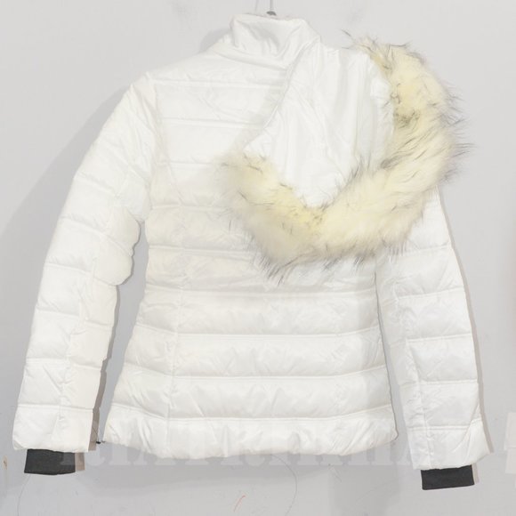 NWT Nautica Women's Zip Off Hood Faux Fur Trim Puffer Jacket WHITE - Picture 13 of 13